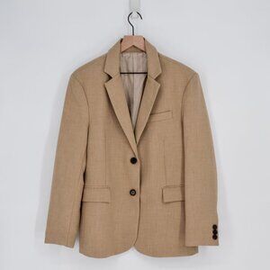 Kiki Love Single Breasted Blazer Jacket Two Button Lapel in Camel Tan Women's S